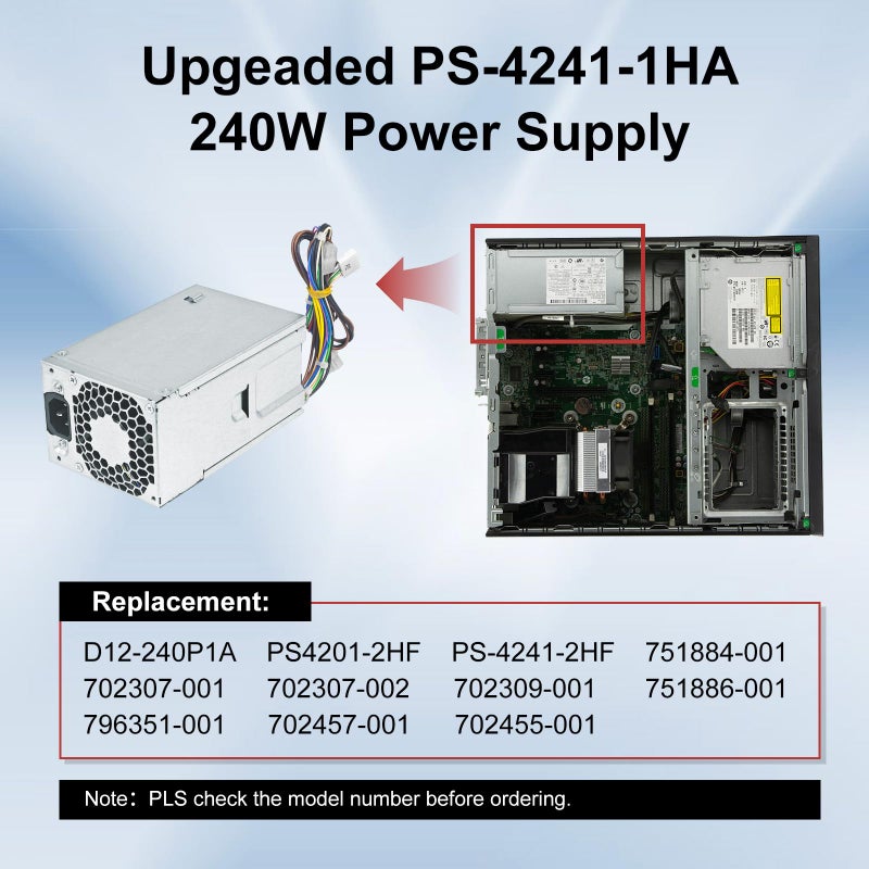 LXun Upgraded PS-4241-1HA 240W Power Supply Compatible with for HP ProDesk 400 600 800 G1 G2 SFF, 702307-001,702307-002, 751884-001, 751886-001 Power Supply - Image 3